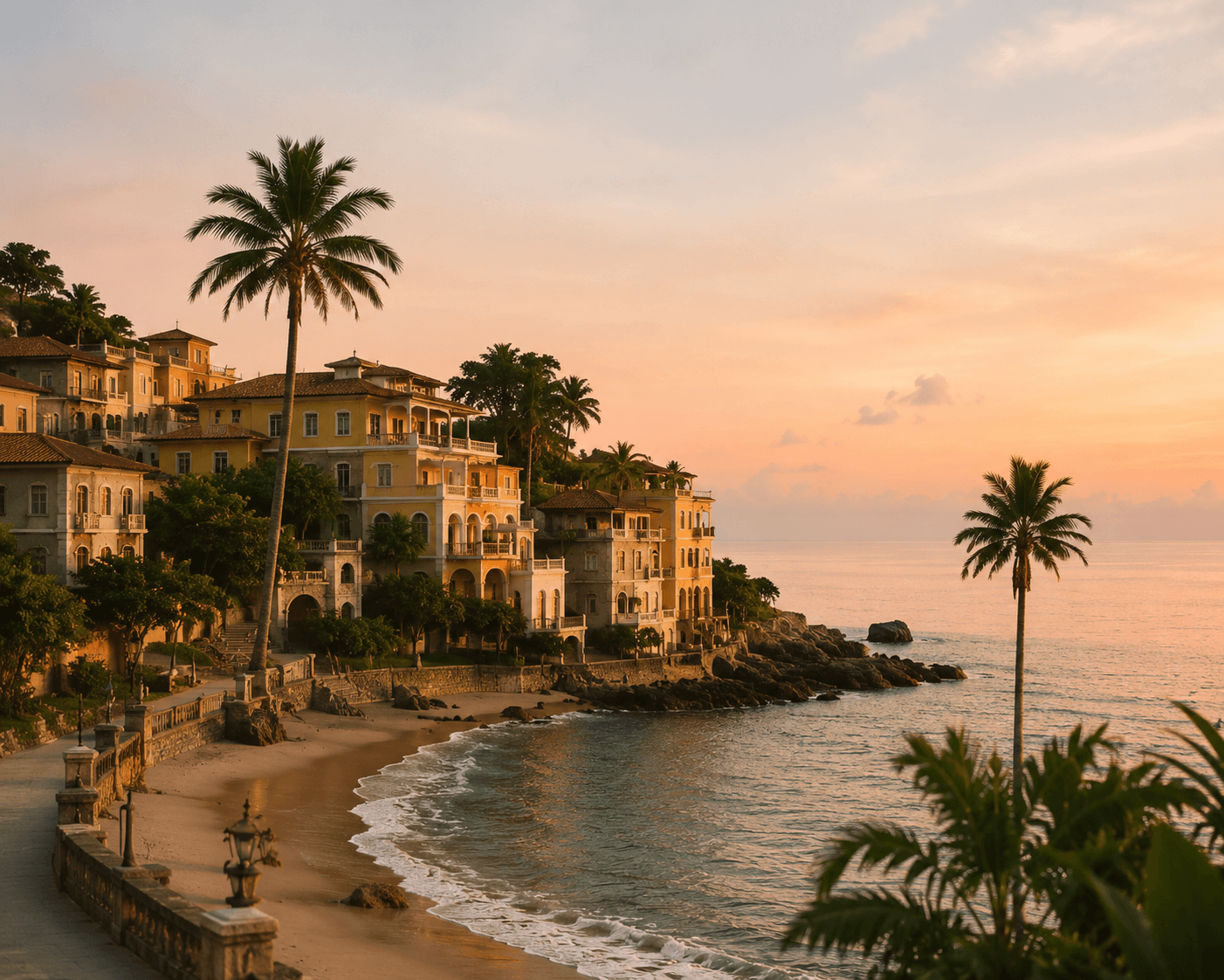 Quiet coastal travel scene